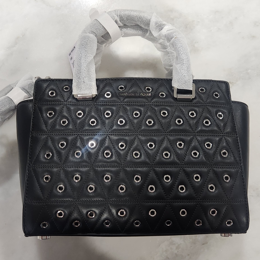 Michael Kors Black Satchel with Structured Design Leather $358